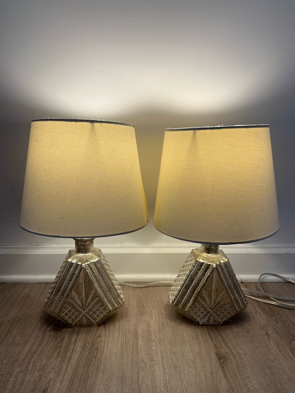 Metallic Ceramic & Linen Shade Table Lamp - Set of Two